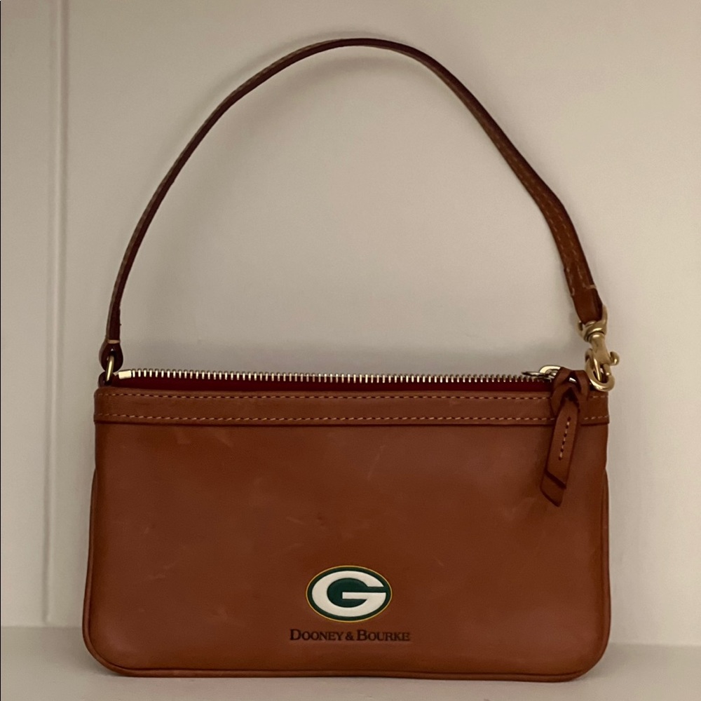 Dooney & Bourke Green Bay Packers Tan Leather Wristlet - NWOT